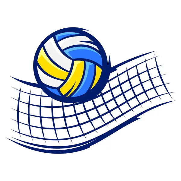 Voleybol illüstrasyonu. Spor kulübü eşyası ya da sembol. Çizgi film tarzında sağlıklı bir nesne.
