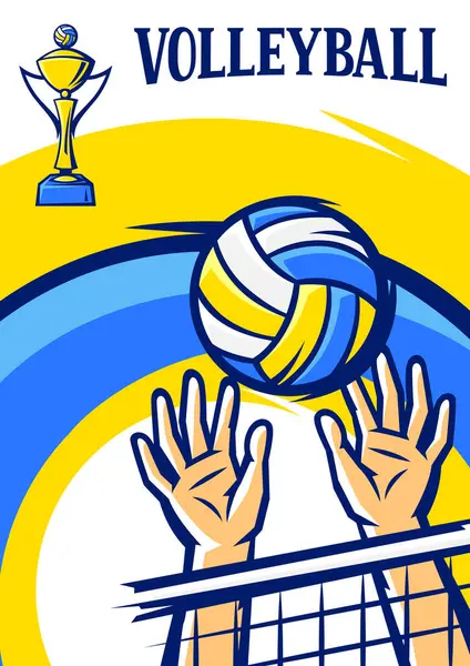 Voleybol malzemeleriyle dolu bir arka plan. Spor kulübü illüstrasyonu. Çizgi film tarzında sağlıklı bir yaşam tarzı.