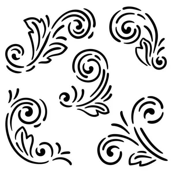 Eski tip girdap elementler. Retro curling vignette. Dekorasyon için klasik tasarım.