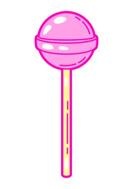 Lolipop çizimi. Renkli şirin bir ikon. Çizgi film tarzında yaratıcı eğlence sembolü.