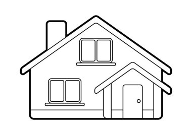 Ev tasviri. İnşaat endüstrisi ve iş dünyası için bir ikon. Tasarım için resim.