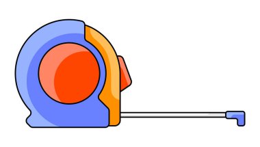 Mezura illüstrasyonu. Tamir aleti. İnşaat endüstrisi ve iş için ekipman. Tasarım için resim.