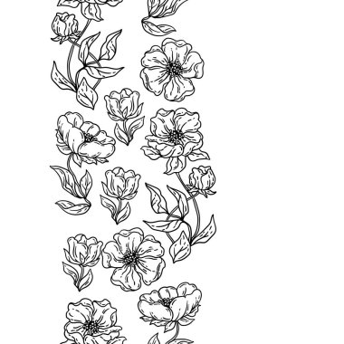 Bahar çiçekleriyle desen. Güzel dekoratif doğrusal bitkiler. Doğal arkaplan.