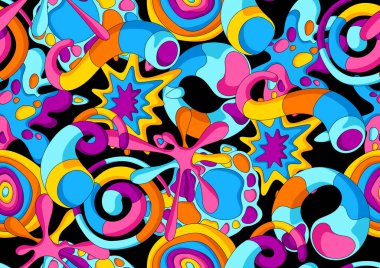 Soyut şekilli desen. Çizgi film sevimli moda yaratıcı imaj. Modern tarzda moda illüstrasyonu.