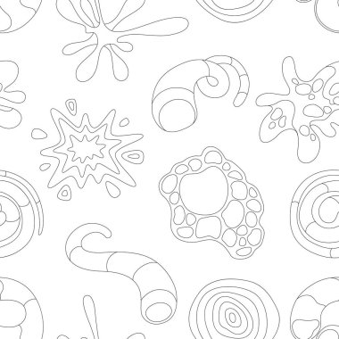 Soyut şekilli desen. Çizgi film sevimli moda yaratıcı imaj. Modern tarzda moda illüstrasyonu.