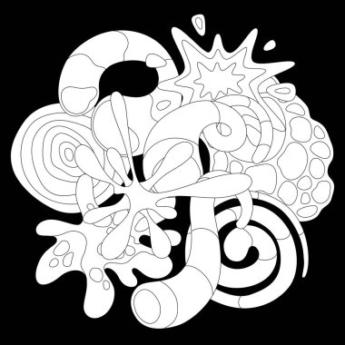 Soyut şekilli bir arka plan. Çizgi film sevimli moda yaratıcı imaj. Modern tarzda moda illüstrasyonu.