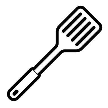 Spatula pişirme illüstrasyonu. Biçimli mutfak ve restoran gereçleri.