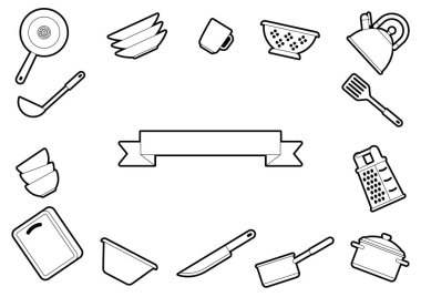 Background with kitchen utensils. Cooking tools for home and restaurant. clipart