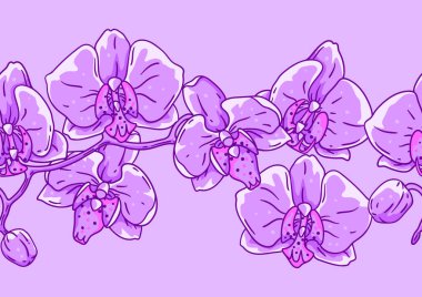 Orkide çiçekli desen. Güzel dekoratif bitkiler. Doğal arkaplan.