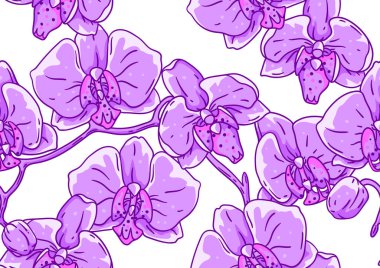 Orkide çiçekli desen. Güzel dekoratif bitkiler. Doğal arkaplan.