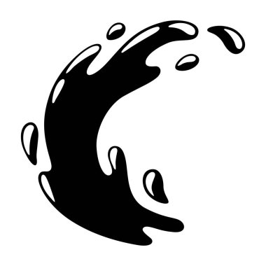 Su sıçrama çizimi. Su ya da sıvı hareket halinde. Çizgi film resmi.