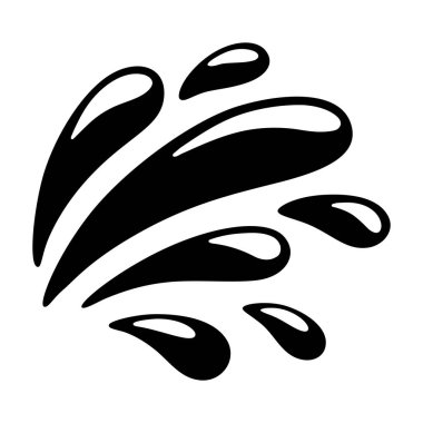 Su damlaları çizimi. Su ya da sıvı hareket halinde. Çizgi film resmi.