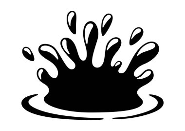 Su sıçrama çizimi. Su ya da sıvı hareket halinde. Çizgi film resmi.