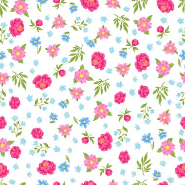 Güzel çiçekli desen. Güzel dekoratif doğal bitki, tomurcuk ve yapraklar..