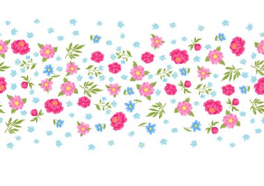 Güzel çiçekli desen. Güzel dekoratif doğal bitki, tomurcuk ve yapraklar..