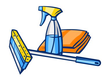 Temizlikçi illüstrasyonu. Hizmet, tasarım ve reklam için arkaplan.