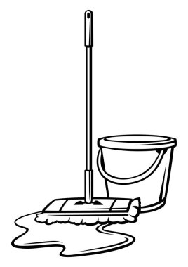 Temizlikçi illüstrasyonu. Hizmet, tasarım ve reklam için arkaplan.