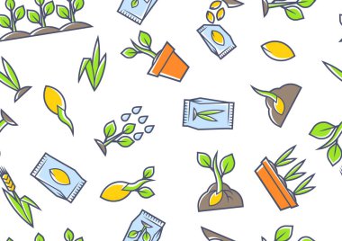 Tohum ekme ve büyüyen desen. Tarım, tarım ve tohum yetiştirme. Mevsimlik bahçıvanlık.