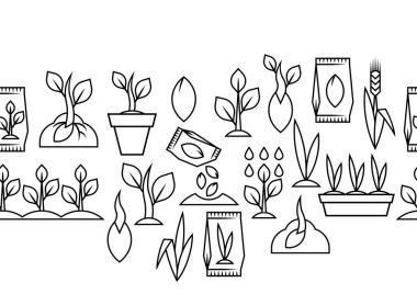 Tohum ekme ve büyüyen desen. Tarım, tarım ve tohum yetiştirme. Mevsimlik bahçıvanlık.