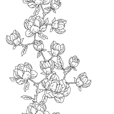 Manolya çiçekli desen. Güzel dekoratif bitkiler. Doğal arkaplan.