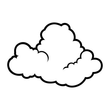 Bulut tasviri. Bulutlu gökyüzünün sevimli karikatürü.