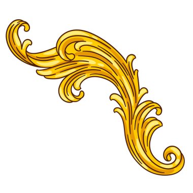 Barok tarzında çiçek elementi. Dekoratif körling bitkisi. Vintage girdap motifi.