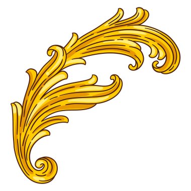 Barok tarzında çiçek elementi. Dekoratif körling bitkisi. Vintage girdap motifi.