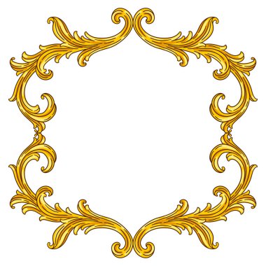 Barok tarzında bir çiçek çerçevesi. Dekoratif körling bitkisi. Vintage girdap motifi.