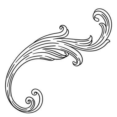 Barok tarzında çiçek elementi. Dekoratif körling bitkisi. Vintage girdap motifi.