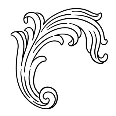 Barok tarzında çiçek elementi. Dekoratif körling bitkisi. Vintage girdap motifi.