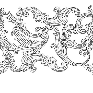 Barok tarzında çiçek deseni. Dekoratif körling bitkisi. Vintage girdap izi.