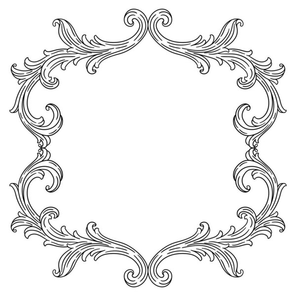 Цветочные рамки в стиле барокко. Декоративное растение для кёрлинга. Винтажный вихревой мотив.