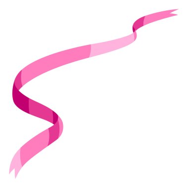 Kıvırcık pembe kurdele. Güzel dekoratif zarif bant. Selamlama veya davet için dekorasyon.