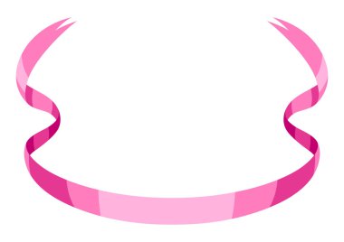 Kıvırcık pembe kurdele. Güzel dekoratif zarif bant. Selamlama veya davet için dekorasyon.