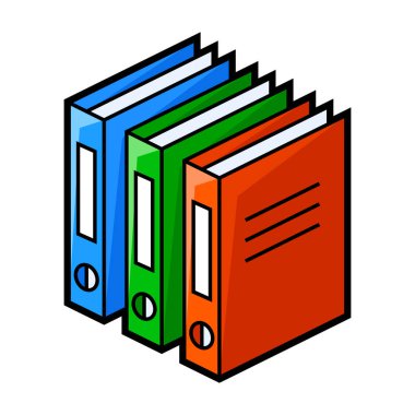 İzometride kağıt simgesi için klasörler. Bilgi ve dosya depolama yeri. Web sitesi, uygulama, logo, UI tasarımı için resim. Çizgi çizimi.