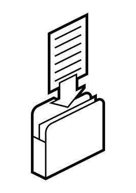 İzometride kağıt simgesi için dizin. Web sitesi, uygulama, logo, UI tasarımı için resim. Çizgi çizimi.