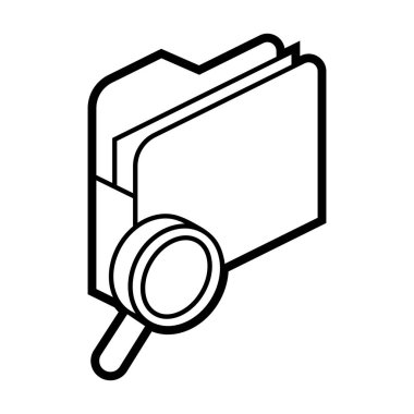 İzometride dizin arama simgesi. Web sitesi, uygulama, logo, UI tasarımı için resim. Çizgi çizimi.