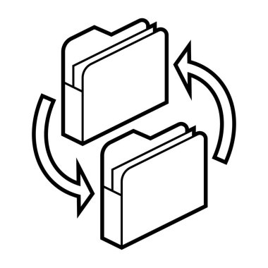 İzometride kağıt simgesi için klasörler. Bilgi ve dosyalar güncelleniyor. Web sitesi, uygulama, logo, UI tasarımı için resim. Çizgi çizimi.