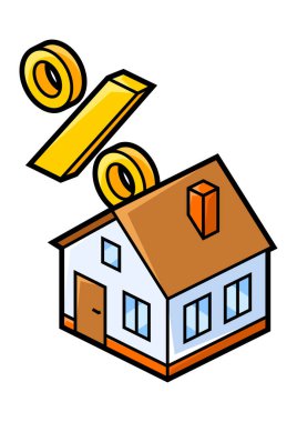 Kır evi ve yüzde yüz. İzometri tarzında gayrimenkul çizimi. Web sitesi, logo, UI tasarımı için.