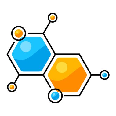 Atom veya molekül simgesi. Bilim ürünü. Tıbbi konsept görüntüsü. Çizgi çizimi.