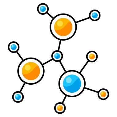 Atom veya molekül simgesi. Bilim ürünü. Tıbbi konsept görüntüsü. Çizgi çizimi.