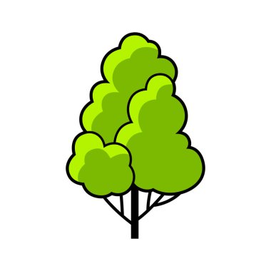 Yapraklı stilize ağaç. Amblem ve tasarım için resim veya simge. Doğal yaz ya da bahar imajı.