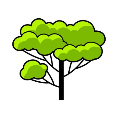 Yapraklı stilize ağaç. Amblem ve tasarım için resim veya simge. Doğal yaz ya da bahar imajı.