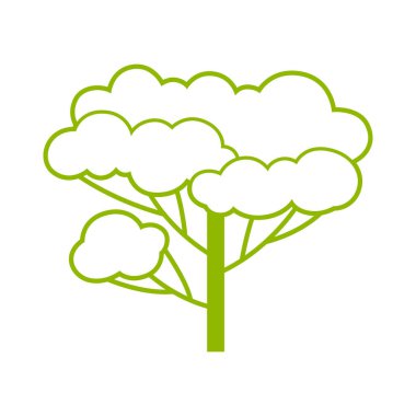 Yapraklı stilize ağaç. Amblem ve tasarım için resim veya simge. Doğal yaz ya da bahar imajı.