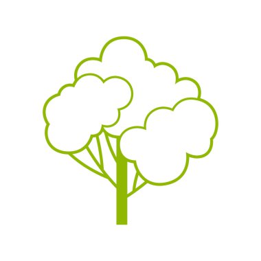 Yapraklı stilize ağaç. Amblem ve tasarım için resim veya simge. Doğal yaz ya da bahar imajı.