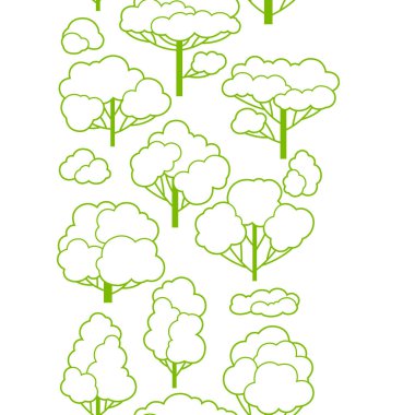 Ağaçlı desen. Bahar ya da yaz bitkileri. Doğal illüstrasyon.