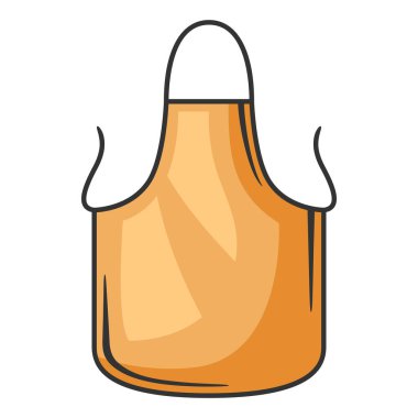 Yemek pişirme önlüğü tasviri. Biçimli mutfak ve restoran gereçleri.