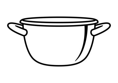 Tencere resmedilmiş. Biçimli mutfak ve restoran gereçleri.