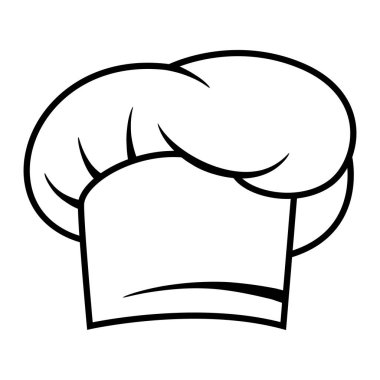 Şef şapkası tasviri. Biçimli mutfak ve restoran gereçleri.