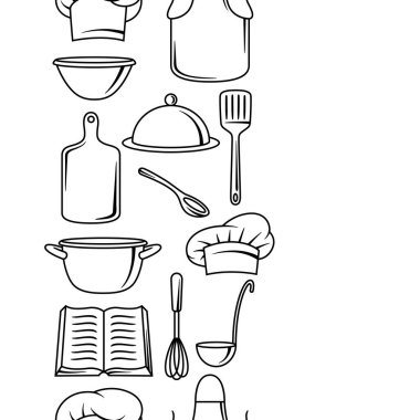 Mutfak aletleriyle desen. Yemek aletleri ev ve restoran malzemeleri.